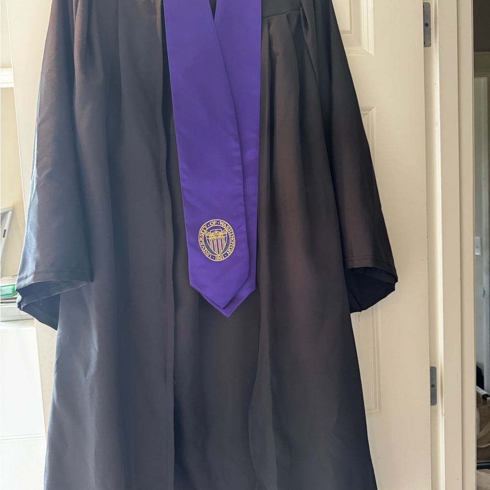 UW Graduation Gown with Purple Stole